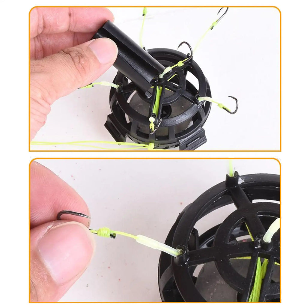 Fishing Bait Cage Feeder 6-Hook Anti-Tangle Sinker Rig Fishing Bait Feeder Babs