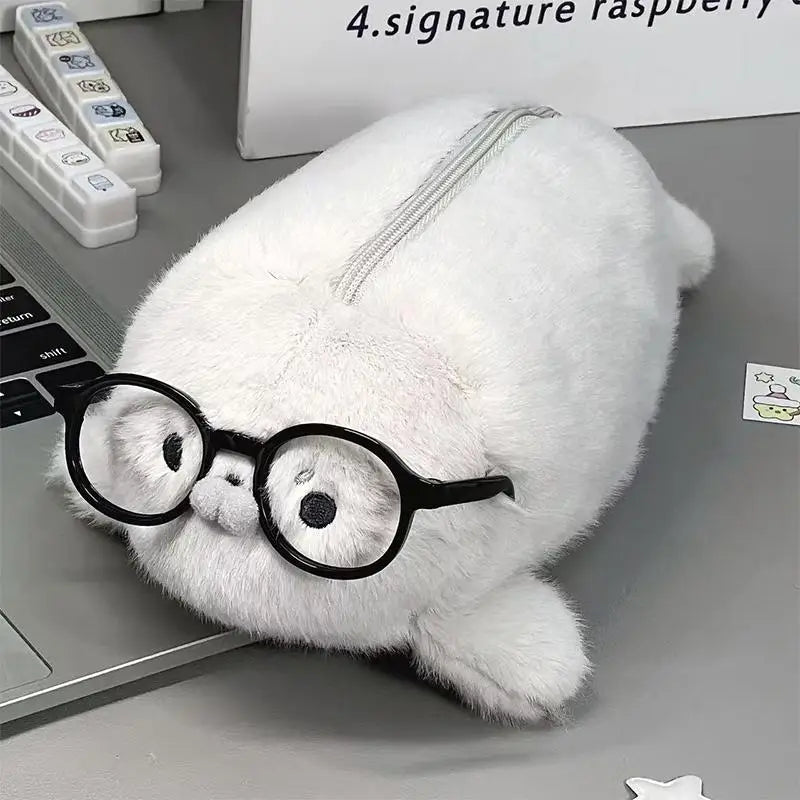 Cute Seal Plush Pencil Case – Large Capacity Stationery Bag Plush Pencil Case Babs