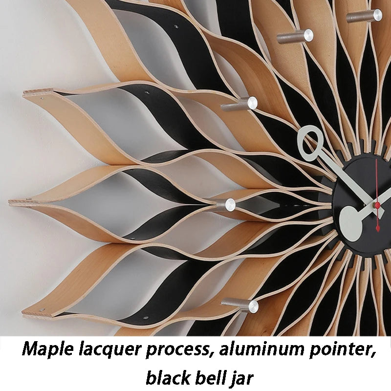 Oeny Sunflower Wall Clock – Large 76.5cm Nordic Silent Quartz Decorative Wall Clock Babs