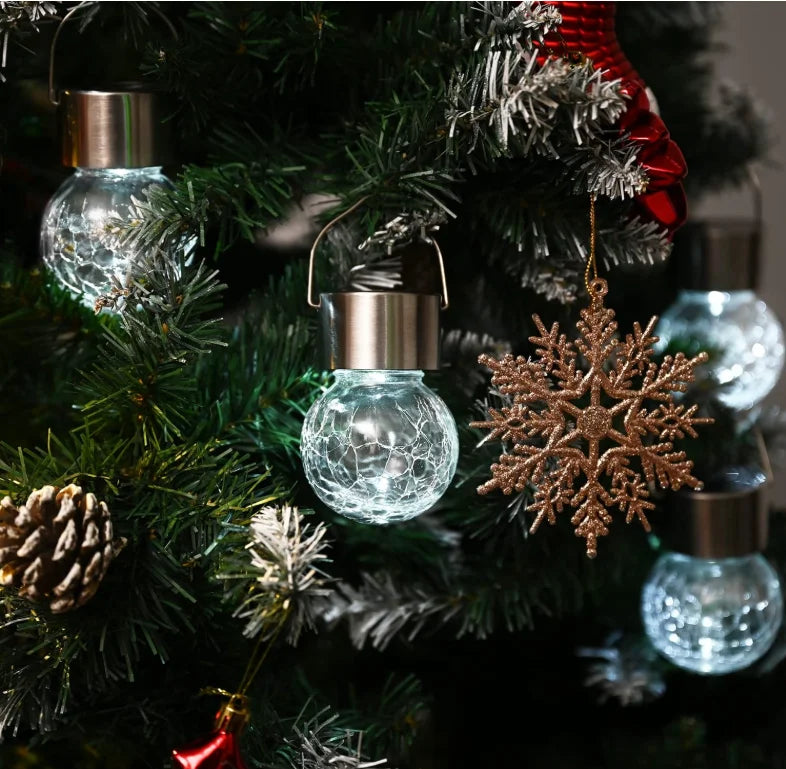 Solar Hanging Garden Lights – LED Cracked Glass Ball Lanterns Solar Garden Lantern Babs