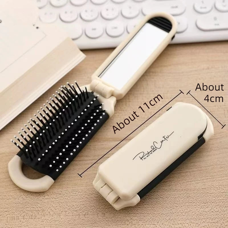 Foldable Travel Hair Comb with Mirror – Air Cushion Massage Travel Hair Comb Babs