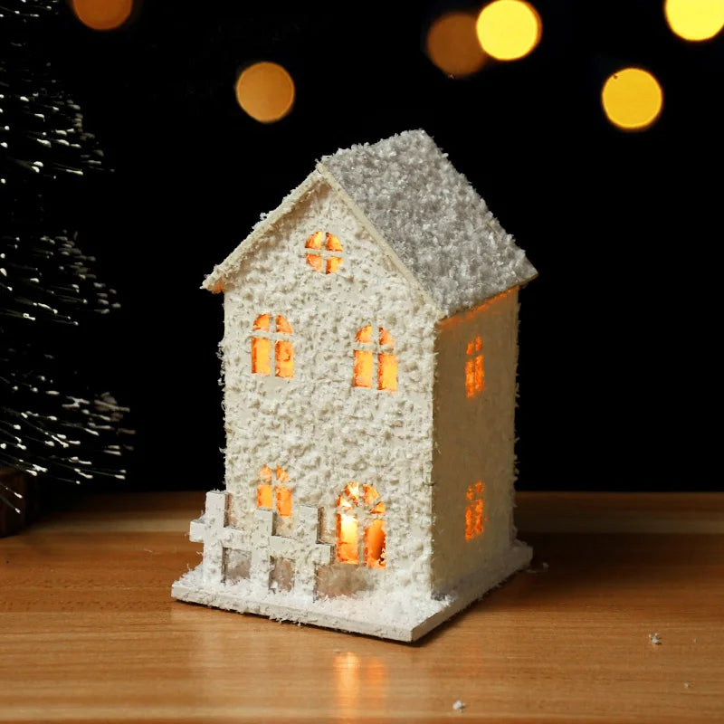 LED Wooden Christmas House Snowflake Cabin Ornament | Xmas Décor Christmas Cabin Ornament Babs