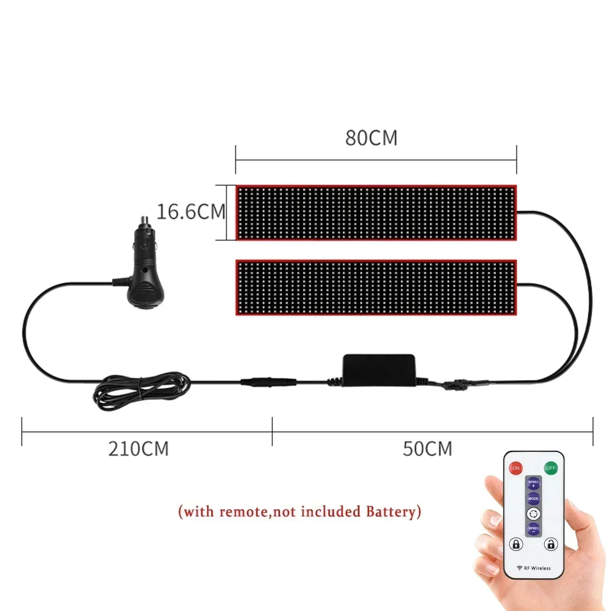 RGB LED Scrolling Display Panel for Car & Truck Windshield LED Display Panel Babs 2in1 - 80cm