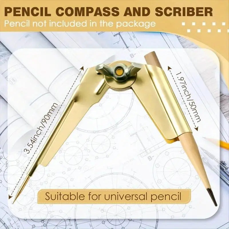Metal Scriber Compass 180° Wing Nut – Woodworking Marking Tool Woodworking Compass Babs