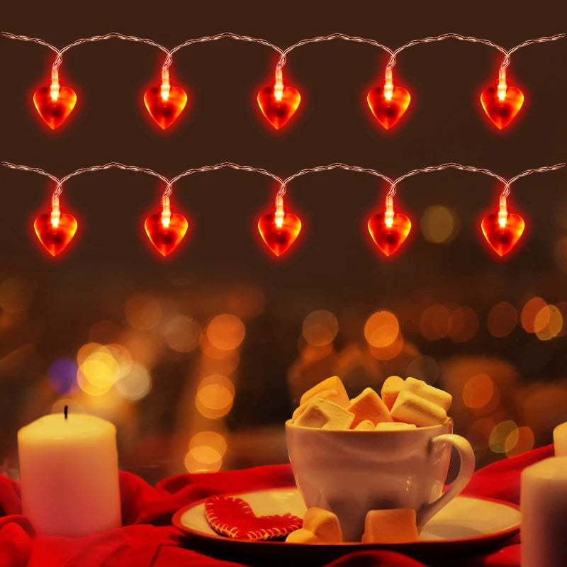 Red Heart LED Fairy String Lights 1.5M – Love Garland Décor LED String Lights Babs