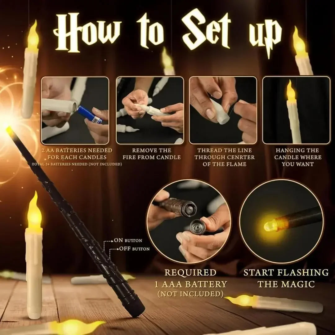 Floating Flameless LED Taper Candles with Magic Wand Remote LED Flameless Candles Babs