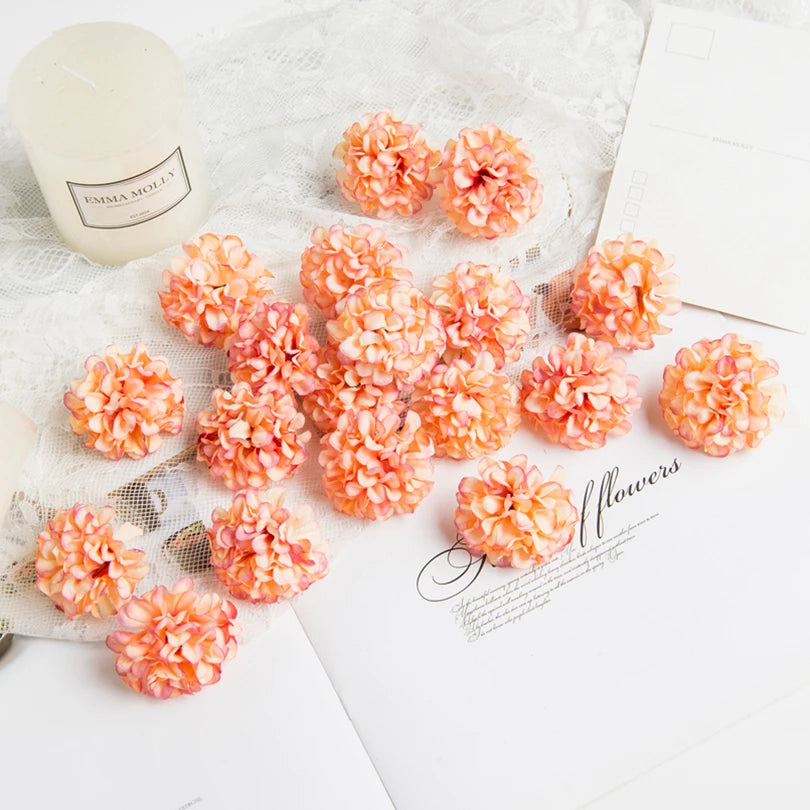 50Pcs Silk Carnation Flower Heads for Wedding & DIY Décor Artificial Flower Heads Babs