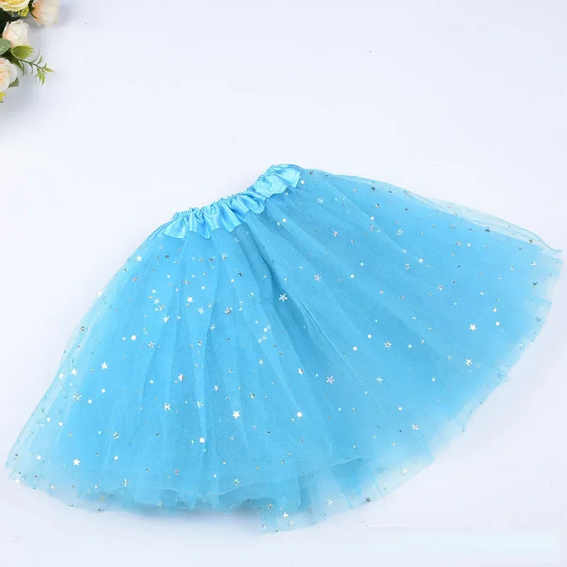 Girls Pink Tutu Skirt | Princess Party & Birthday Ball Gown Girls Tutu Skirt Babs star blue for 6-10 years old