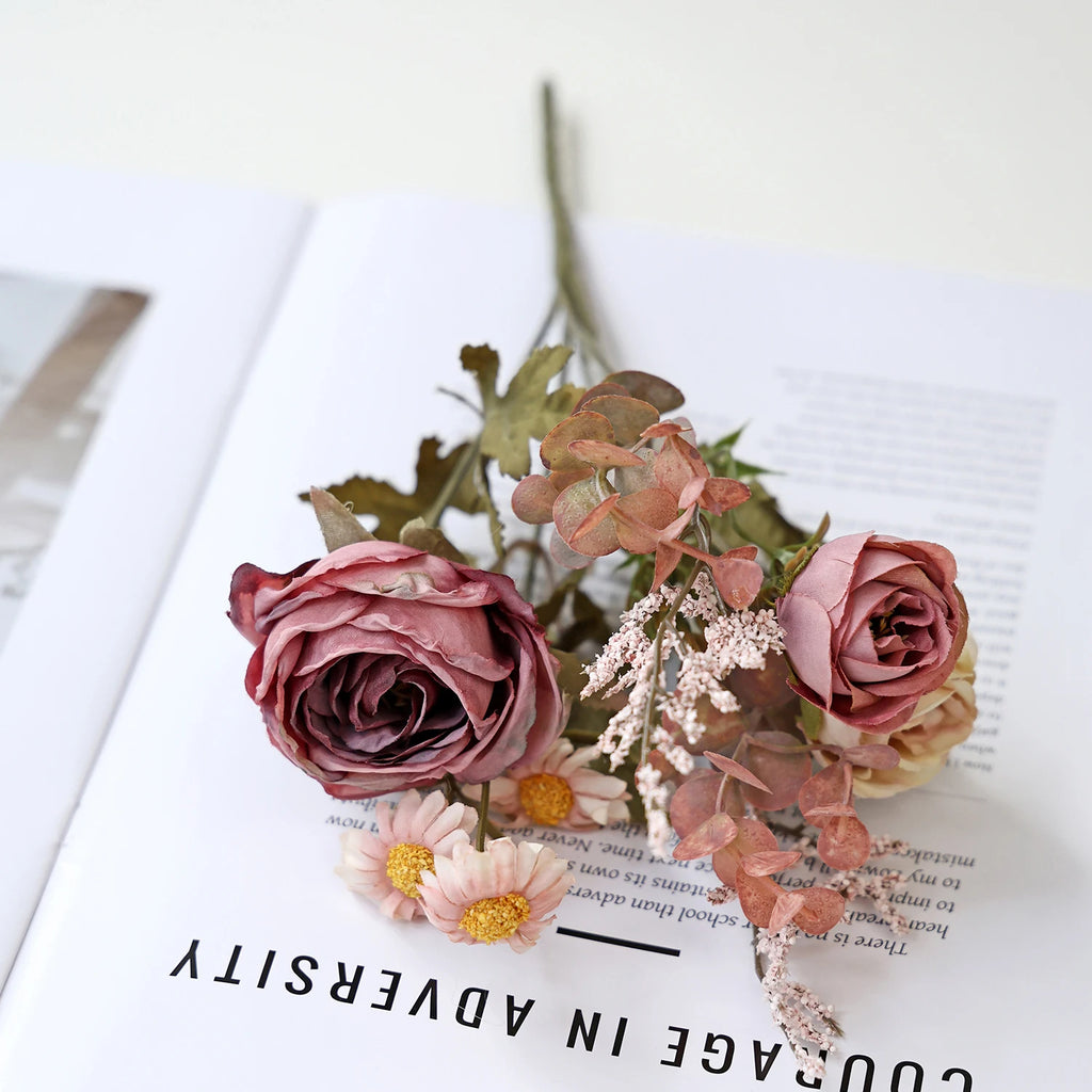 Artificial Silk Rose Bouquet – Wedding & Home Decor Artificial Flower Bouquet Babs color 2 1 pc