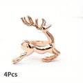 4-Pack Christmas Reindeer Napkin Rings – Holiday Table Decor Napkin Rings Babs Rose Gold-4Pcs