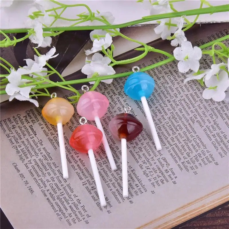 20Pcs Lollipop Resin Charms for DIY Keychains & Jewelry Making Resin Craft Charms Babs