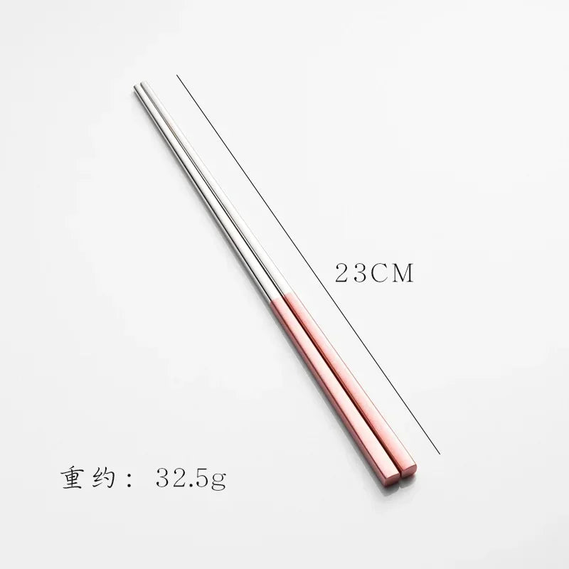 304 Stainless Steel Square Chopsticks – Gold, Rose & Colorful Stainless Steel Chopsticks Babs pink silver