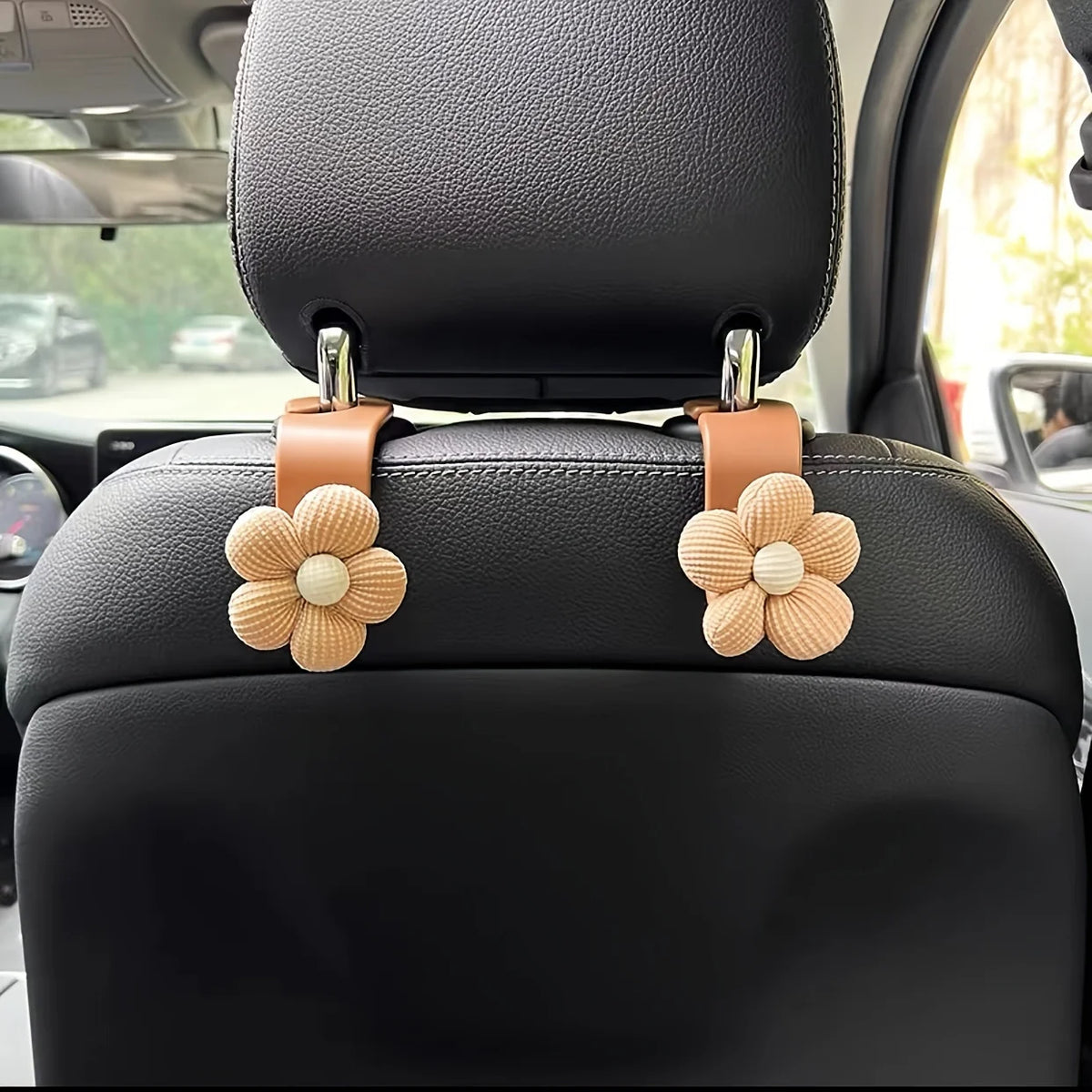 Flower Car Seat Back Hook & Organizer | Multi-Functional Car Seat Back Hook Babs 2pcs-brown
