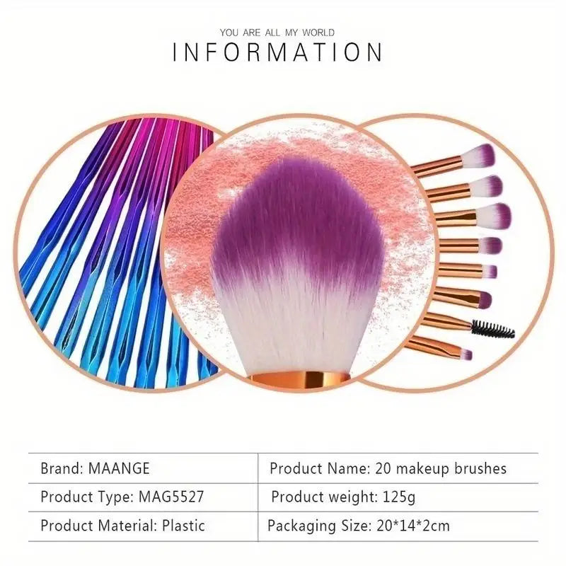 20-Piece Makeup Brush Set – Foundation, Blush & Eye Brushes Makeup Brush Set Babs