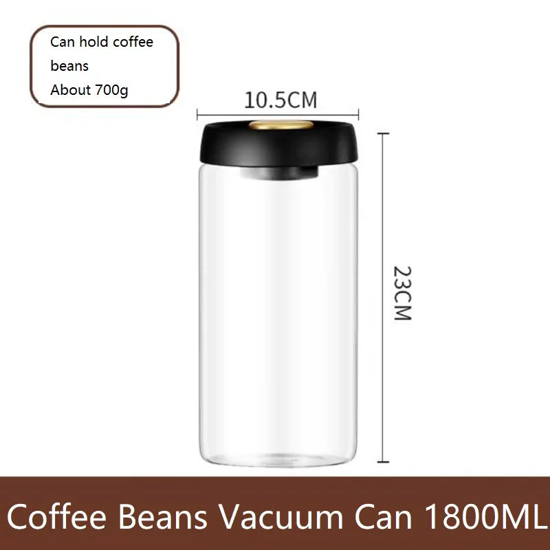 Vacuum Seal Glass Coffee Bean Storage Container 500ml+ Coffee Storage Container Babs 1800ml