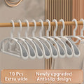 10-Pack Non-Slip Wide Plastic Hangers – No Shoulder Bump Clothes Hangers Babs 10Pcs wide-White