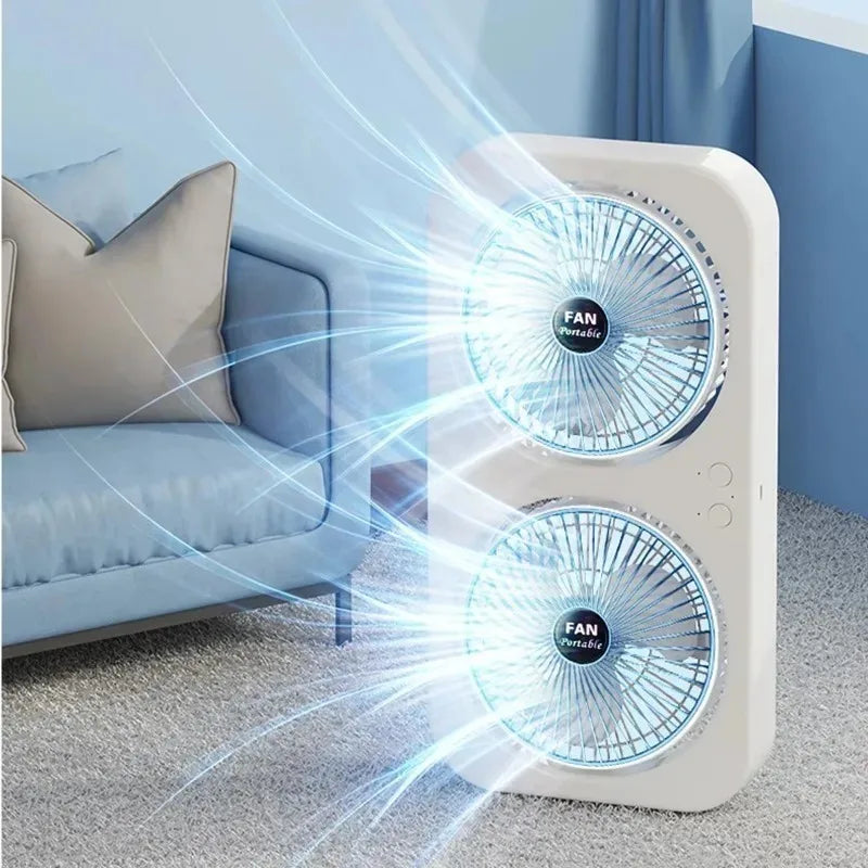 Dual Head USB Desk Fan | Wall Mount, 3 Speeds, Quiet Cooling USB Desk Fan Babs