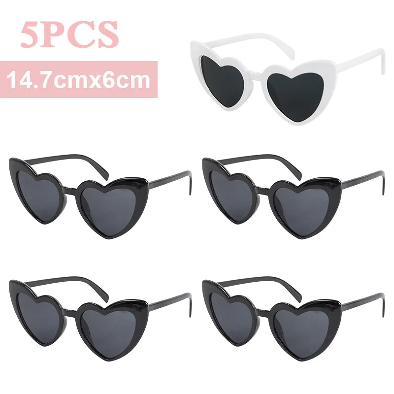 Heart Shaped Bachelorette Party Sunglasses | Bridal Shower Gift Party Novelty Sunglasses Babs 1white 4black
