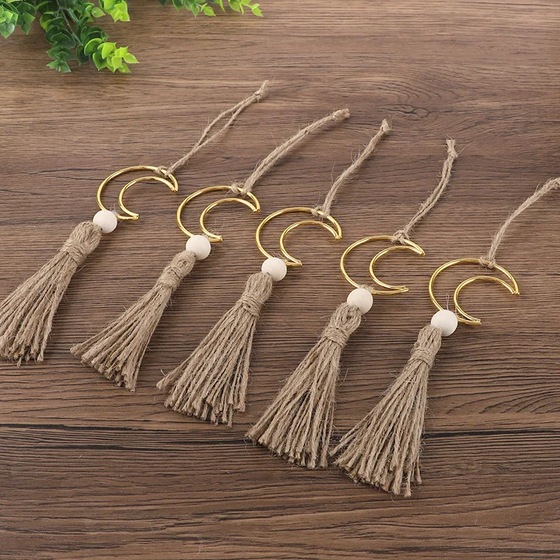Ramadan Moon Tassel Wooden Beads Ornament – Eid Mubarak Decor Festive Wall Ornament Babs