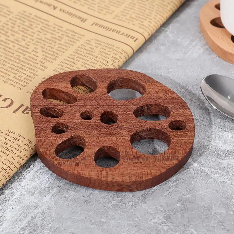 2pcs Lotus Root Slice Wood Coasters – Tea & Kitchen Insulation Pad Wood Coaster Set Babs