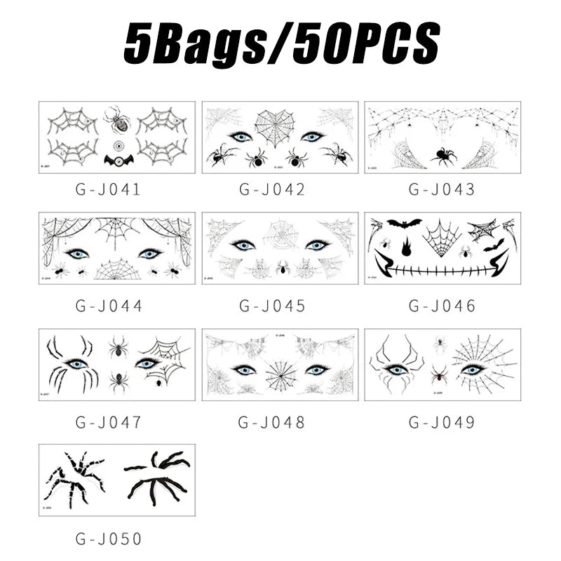 Halloween Spider Web Temporary Tattoo Stickers – Waterproof Temporary Tattoo Stickers Babs 5 Bags