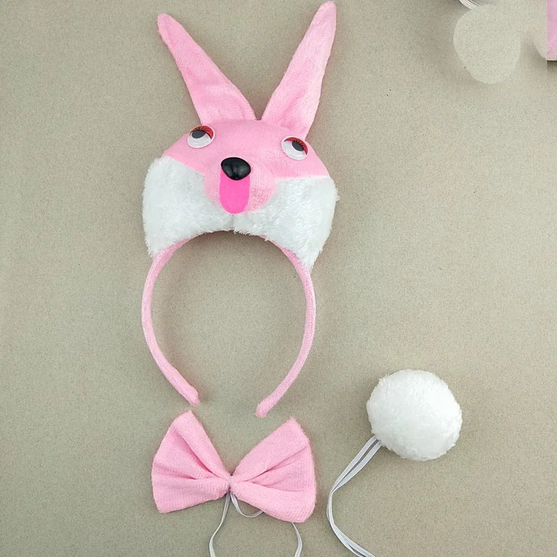 Animal Ear Headband Bow Tie Costume Set – Party & Cosplay