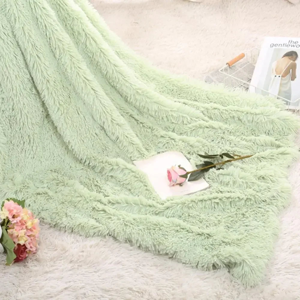 Soft Fluffy Plush Throw Blanket 80x120cm | Warm Shaggy Bedspread Plush Throw Blanket Babs