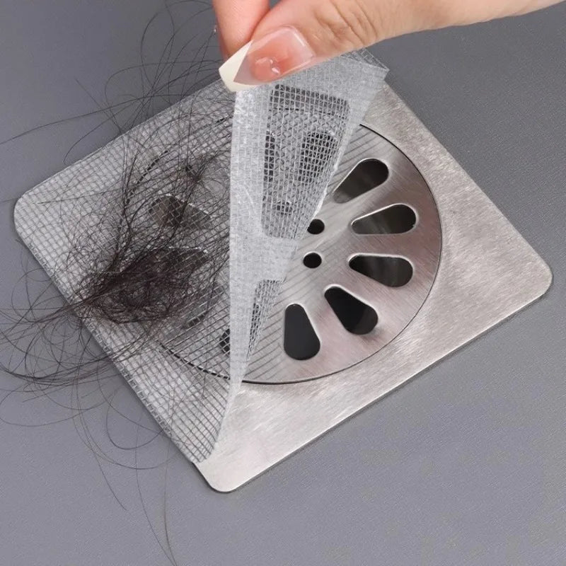 10Pcs Disposable Floor Drain Hair Catcher Mesh Sticker Filter Net Drain Filter Sticker Babs