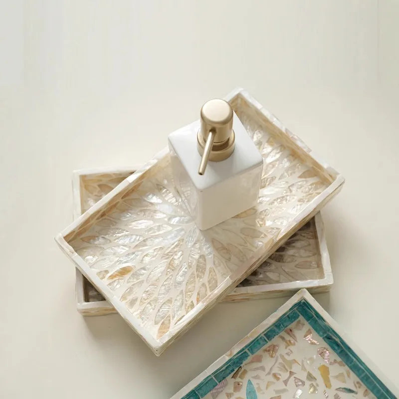 Natural Seashell Decorative Tray – Retro Square Storage Plate Decorative Storage Tray Babs