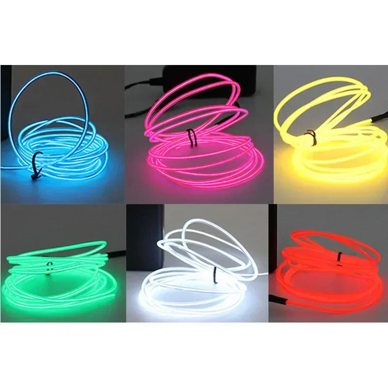 EL Wire Neon LED Glow Cable – DIY Costume, Car & Party Decor EL Wire Glow Cable Babs