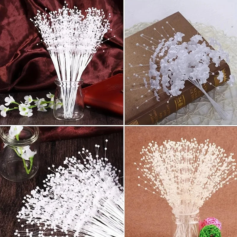 100pcs Pearl Beaded Flower Sticks for Wedding & Event Décor Wedding Floral Picks Babs