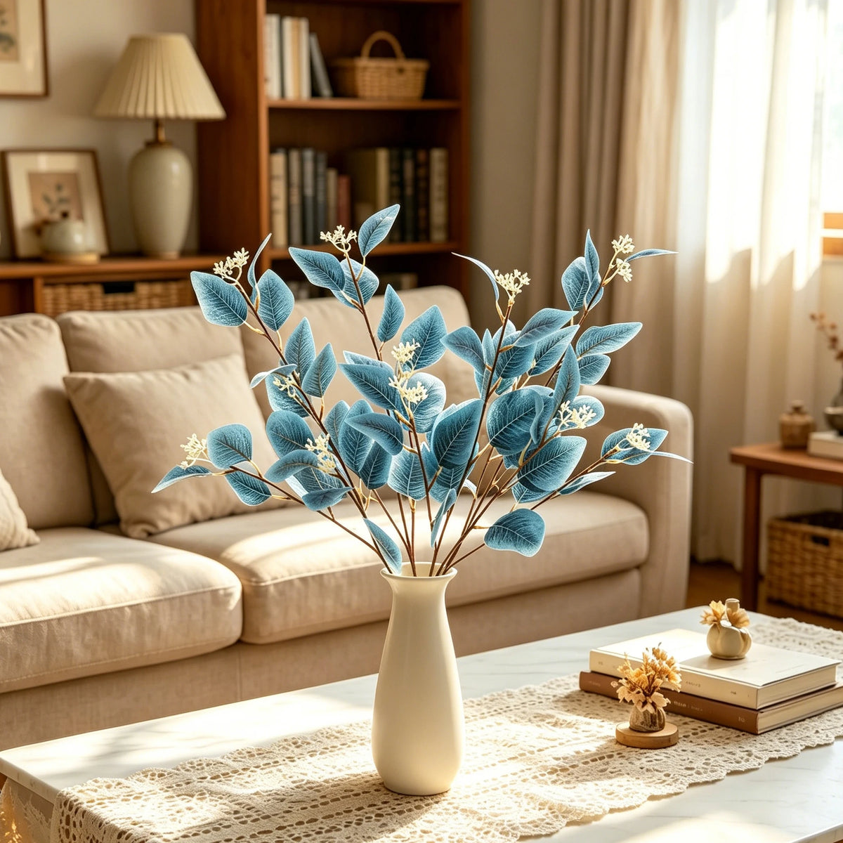 Artificial Eucalyptus Branches Fake Plant Decor 53cm | 1-2 Pcs Artificial Plant Decor Babs