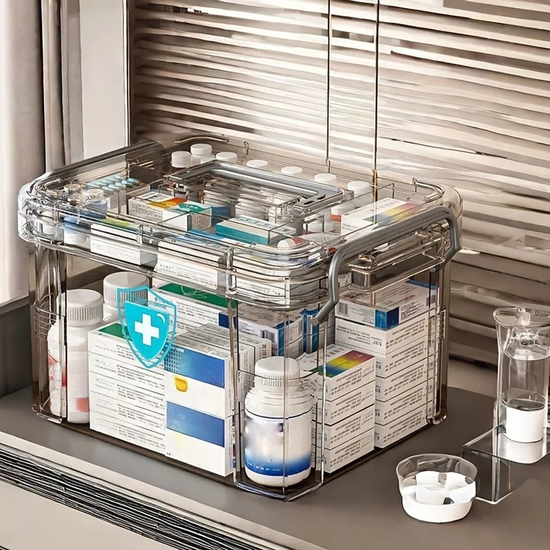 Transparent Plastic First Aid Box with Handle – Stackable First Aid Storage Box Babs
