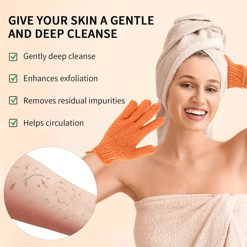 Double-Sided Exfoliating Bath Gloves – 5-Finger Shower Scrub Exfoliating Bath Gloves Babs