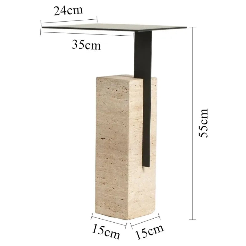 Modern Stone & Steel Side Table – Minimalist Coffee Table Coffee Side Table Babs
