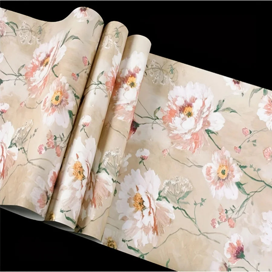 Rural Floral Peel & Stick Wallpaper – Waterproof PVC Wall Sticker Peel & Stick Wallpaper Babs Flower 45cmx10m