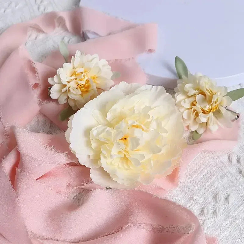 Silk Rose Artificial Flower Heads for Wedding & Home Décor Artificial Silk Flowers Babs Yellow 3pcs