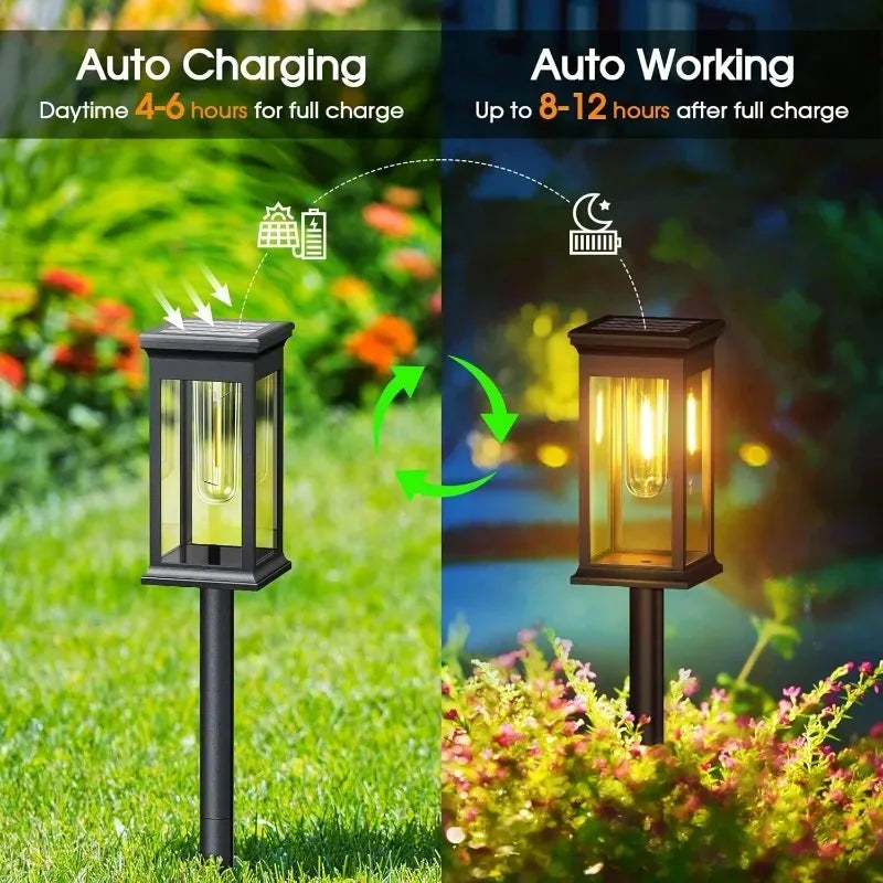 Solar Garden Spike Lights – Vintage Edison Bulb Outdoor Pathway Solar Pathway Light Babs