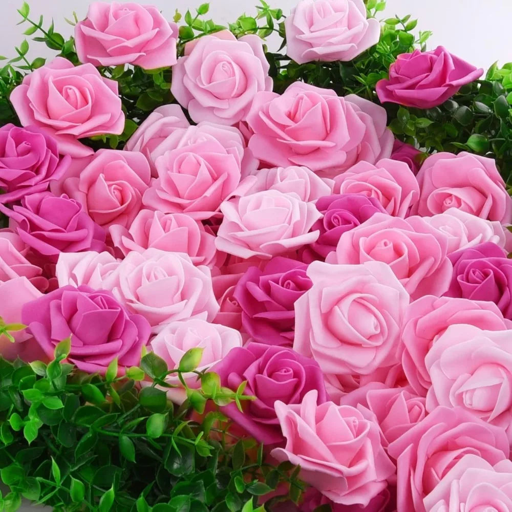 50pcs Artificial PE Rose Foam Flower Heads Bulk – Wedding Decor Artificial Flower Heads Babs