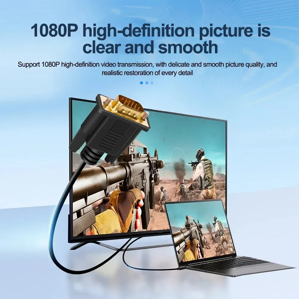 USB-C to VGA & DVI Adapter Cable – 1080P HD Converter Video Adapter Cable Babs