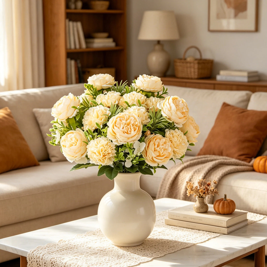 Silk Artificial Peony & Chrysanthemum Bouquet | Wedding Décor Artificial Flower Bouquet Babs