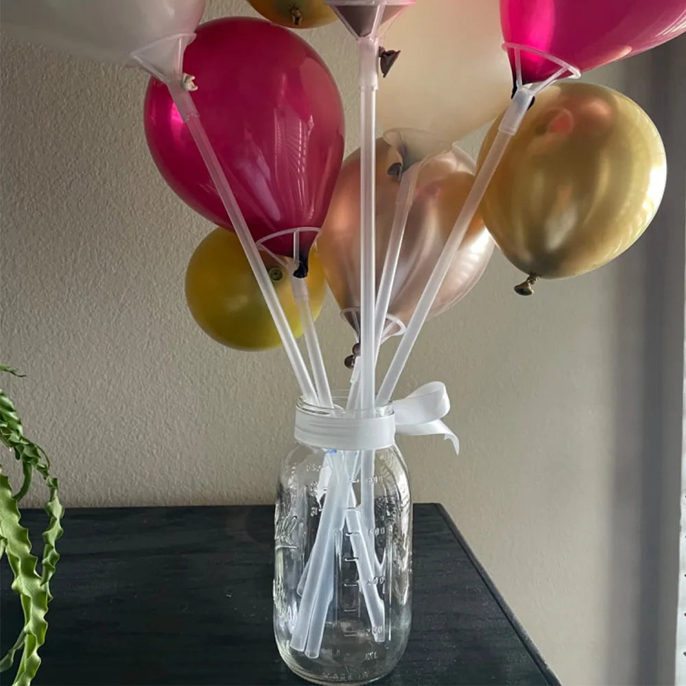 Large Balloon Sticks with Big Cups – 20/35 Sets, 16 & 27" Clear Balloon Stick Holders Babs