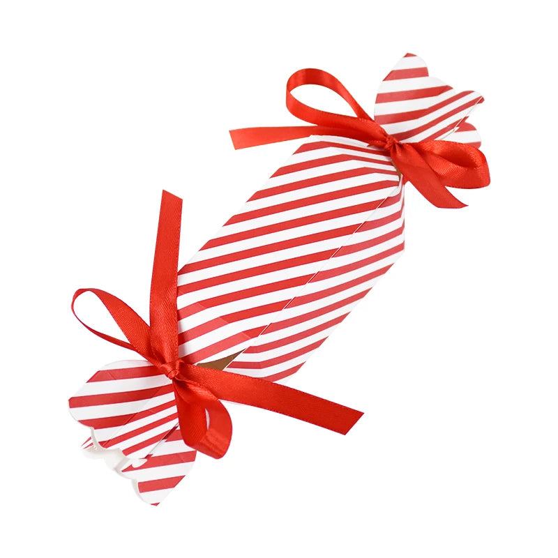 Christmas Red Candy Boxes with Ribbons – 10/50pcs Gift Bags Holiday Gift Box Babs