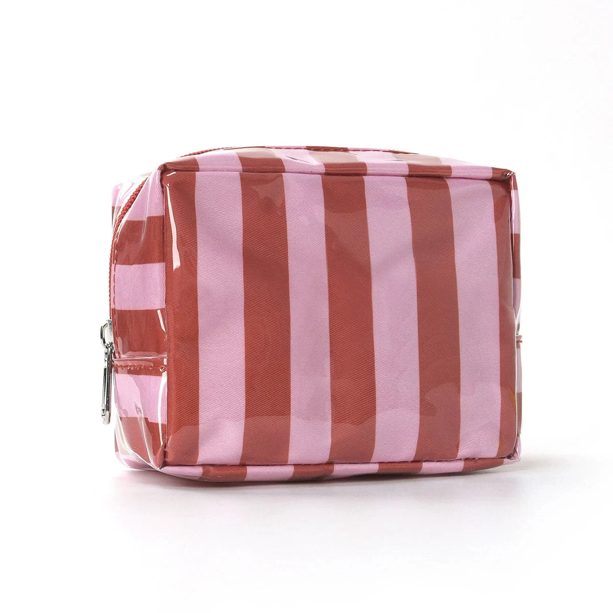 Striped Mini Makeup Bag with Zipper – Cute Cosmetic Pouch Cosmetic Pouch Babs Red Pink