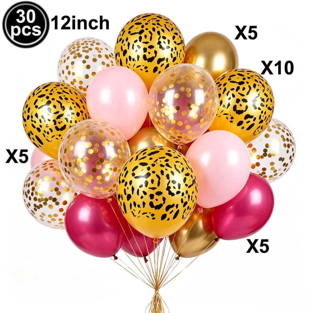 Pink Leopard Print 18th Birthday Party Decor – Balloons & Banner Party Decoration Set Babs army green as show
