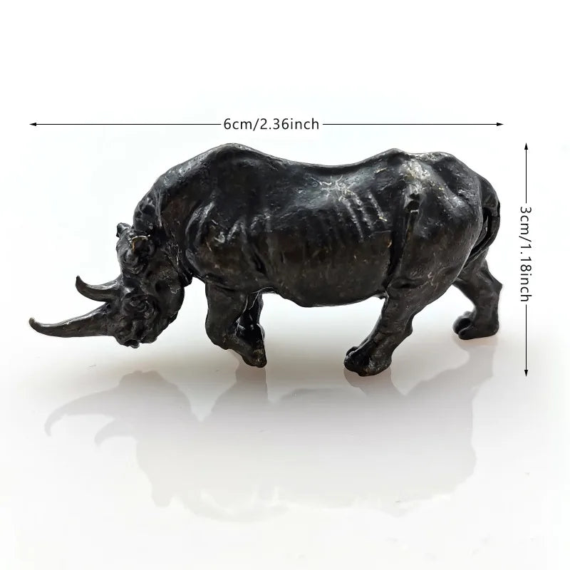 Vintage Copper Animal Figurines – Horse, Rhino & Bull Statues Decorative Figurine Babs rhino