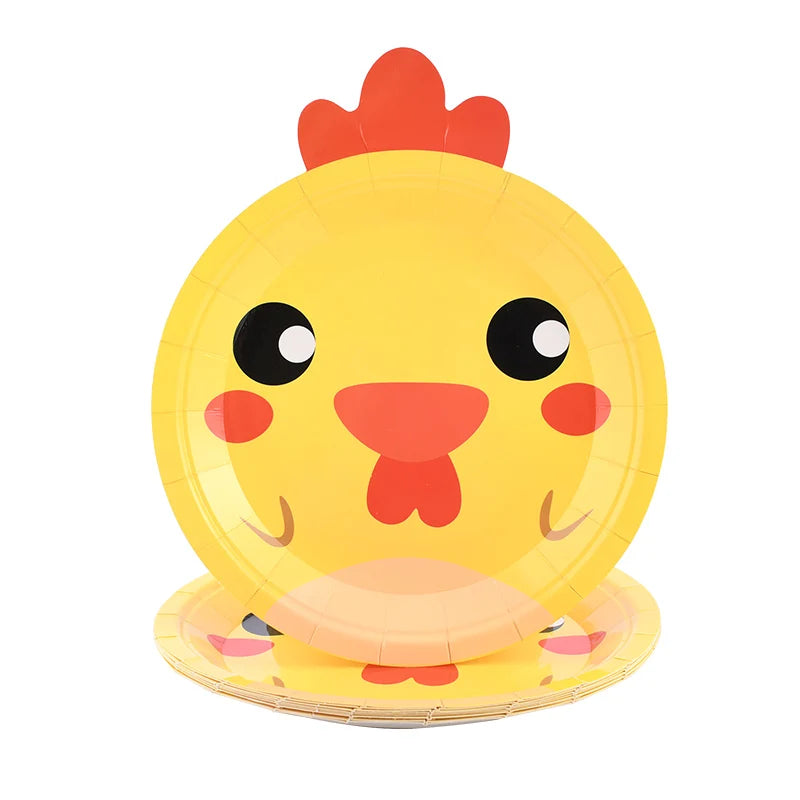 10pcs Farm Animal Shaped Disposable Paper Plates Kids Party Disposable Party Plates Babs Chick