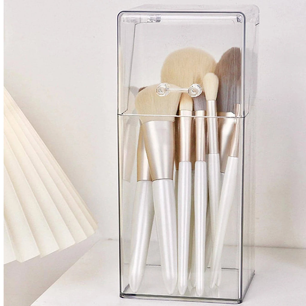 Transparent Makeup Brush Storage Box & Organizer with Lid Makeup Brush Organizer Babs transparent color