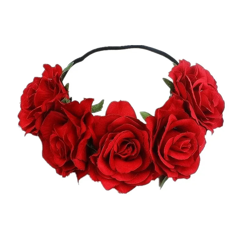 Rose Floral Wreath Crown Headband – Bridal & Party Hair Accessory Floral Hair Crown Babs