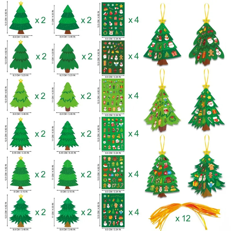 3D Christmas Tree DIY Craft Kit – Ornaments & Card Stickers DIY Craft Kit Babs
